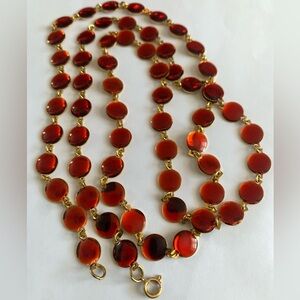 Vintage Faux Ruby Red Cabochon Necklace.